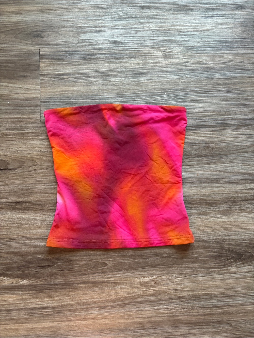 White Fox Boutique Pink & Orange Tie-Dye Strapless Tube Top